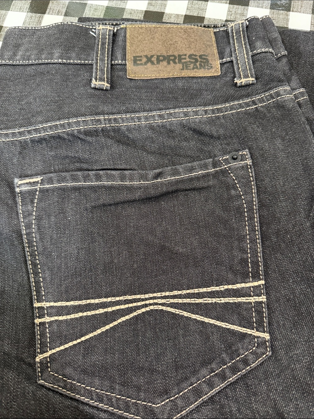 Express Men’s Black Slim Straight Jeans with Contrast Stitching